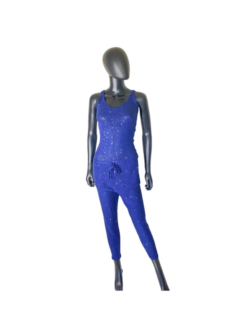 Stella Maccartney blue sequins sleeveless jumpsuit size 38